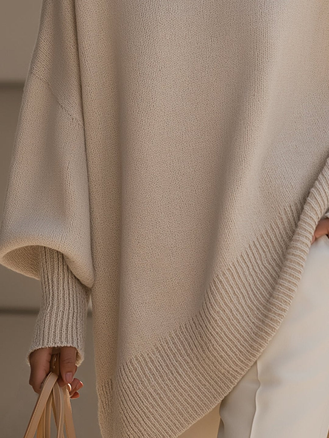 Women's Draped Wide Neck Sweater Oversized Fit