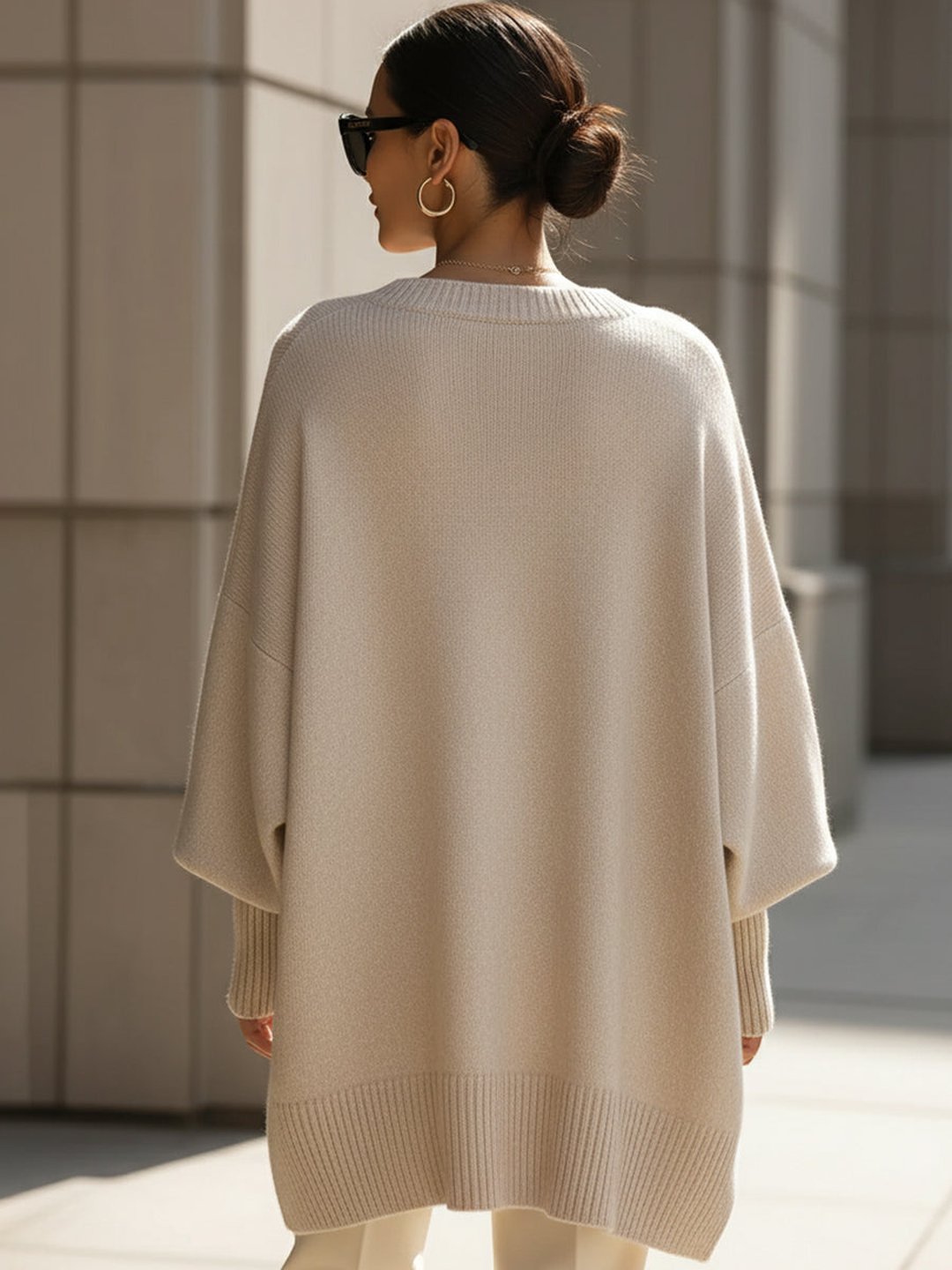 Women's Draped Wide Neck Sweater Oversized Fit
