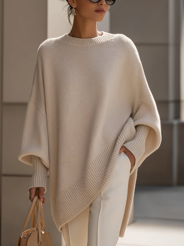 Women's Draped Wide Neck Sweater Oversized Fit