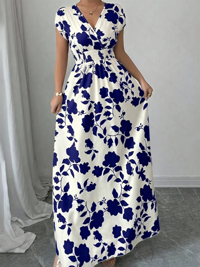 V-Neck Wrap Summer Maxi Dress