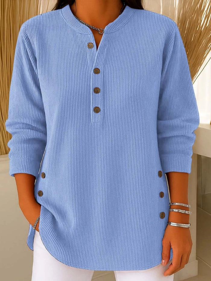 Women's Button Henley Long Tunic Top Flattering Fit