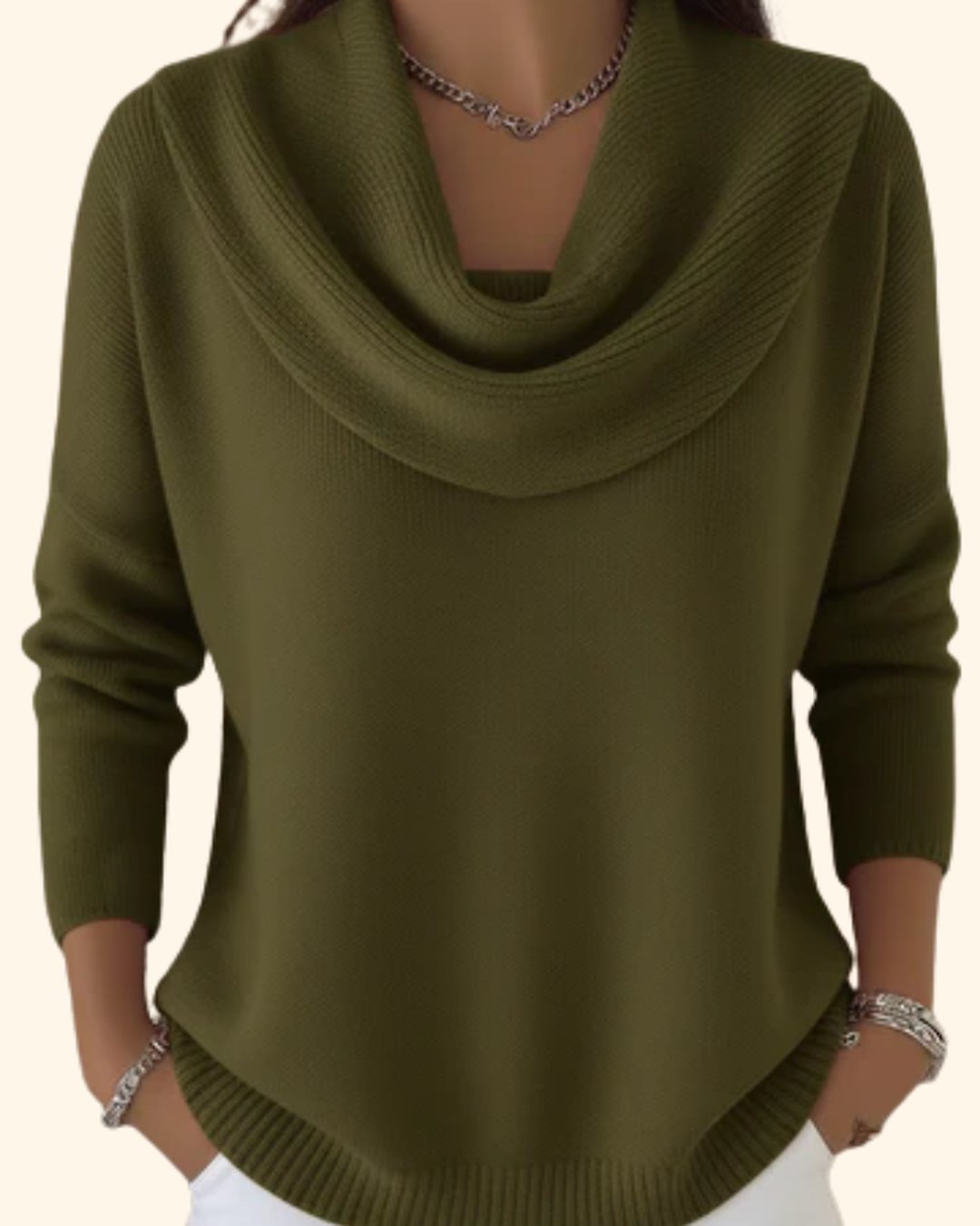 Women's Soft Draped Cowl Neck Pullover Sweater