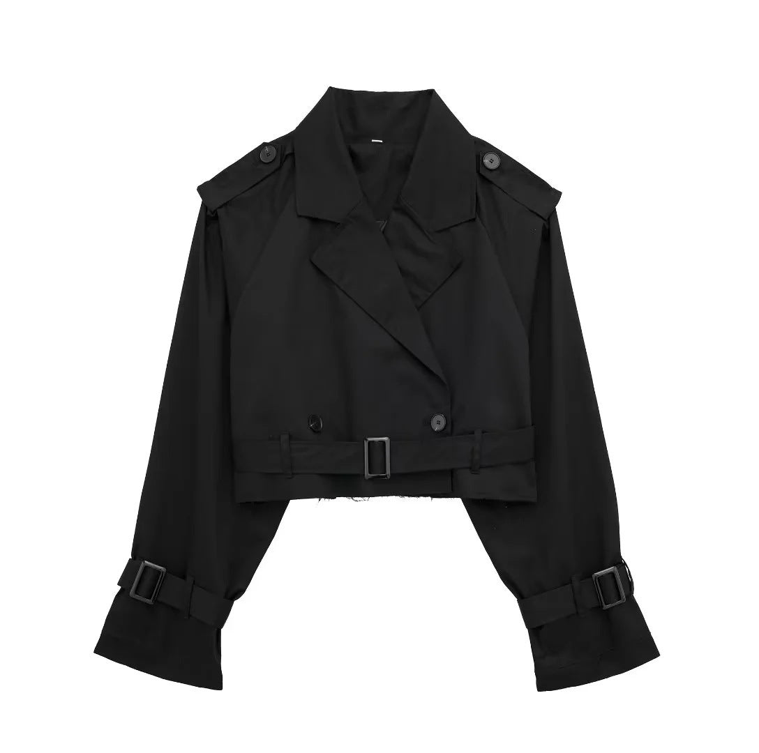 Cropped Belted Trench Coat