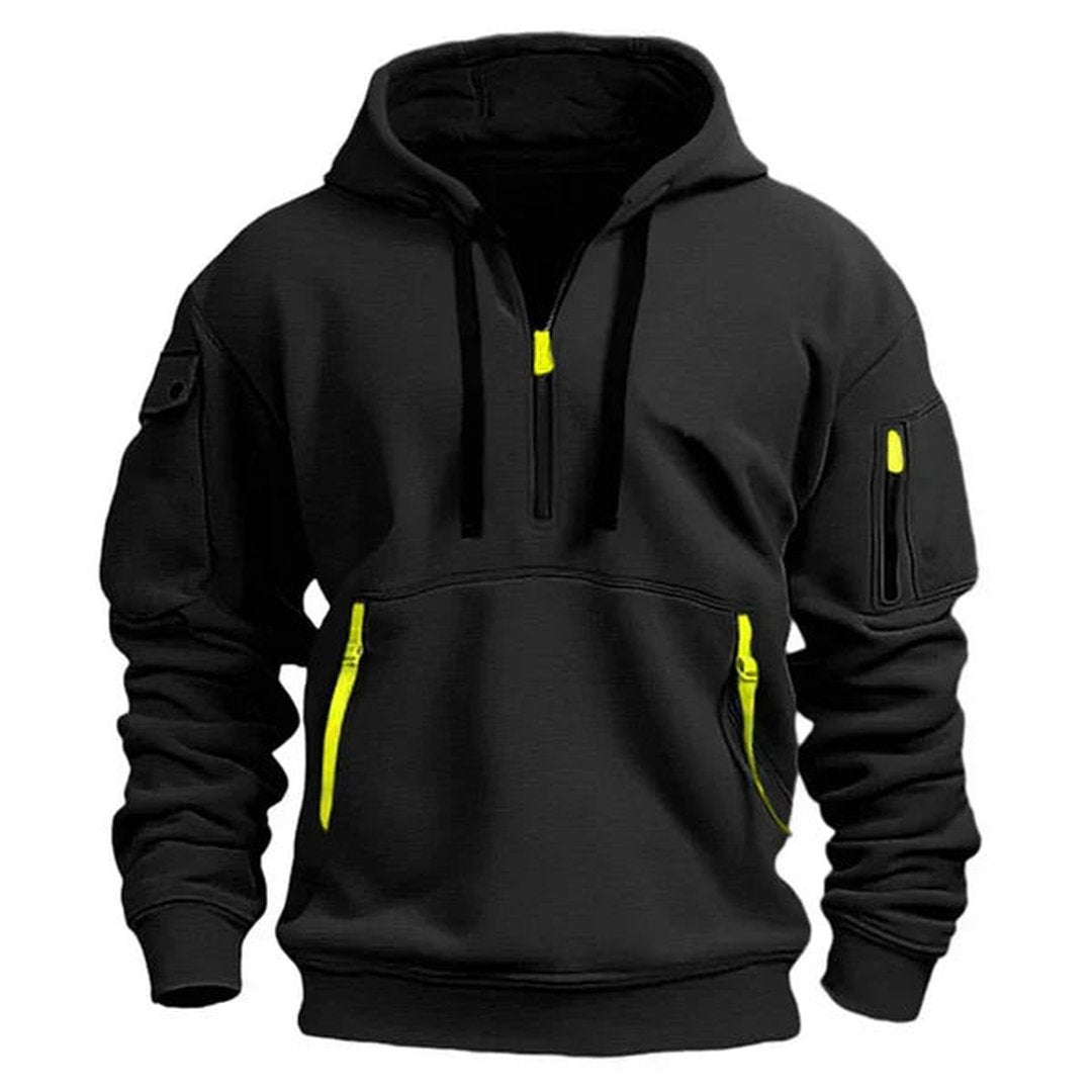 Men's Breathable Cotton Quarter Zip Hoodie Tailored Fit