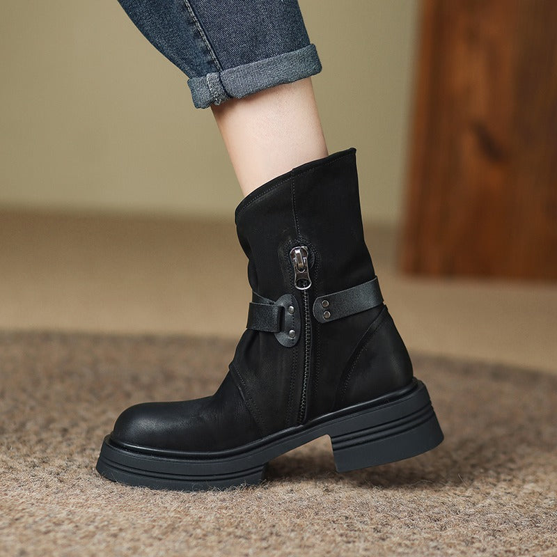 Buckle Platform Ankle Boots