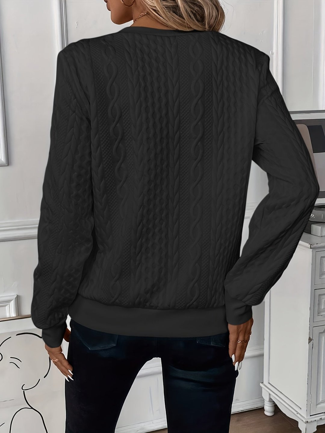 Women's Textured Knit Quarter Zip Jumper Flattering Fit