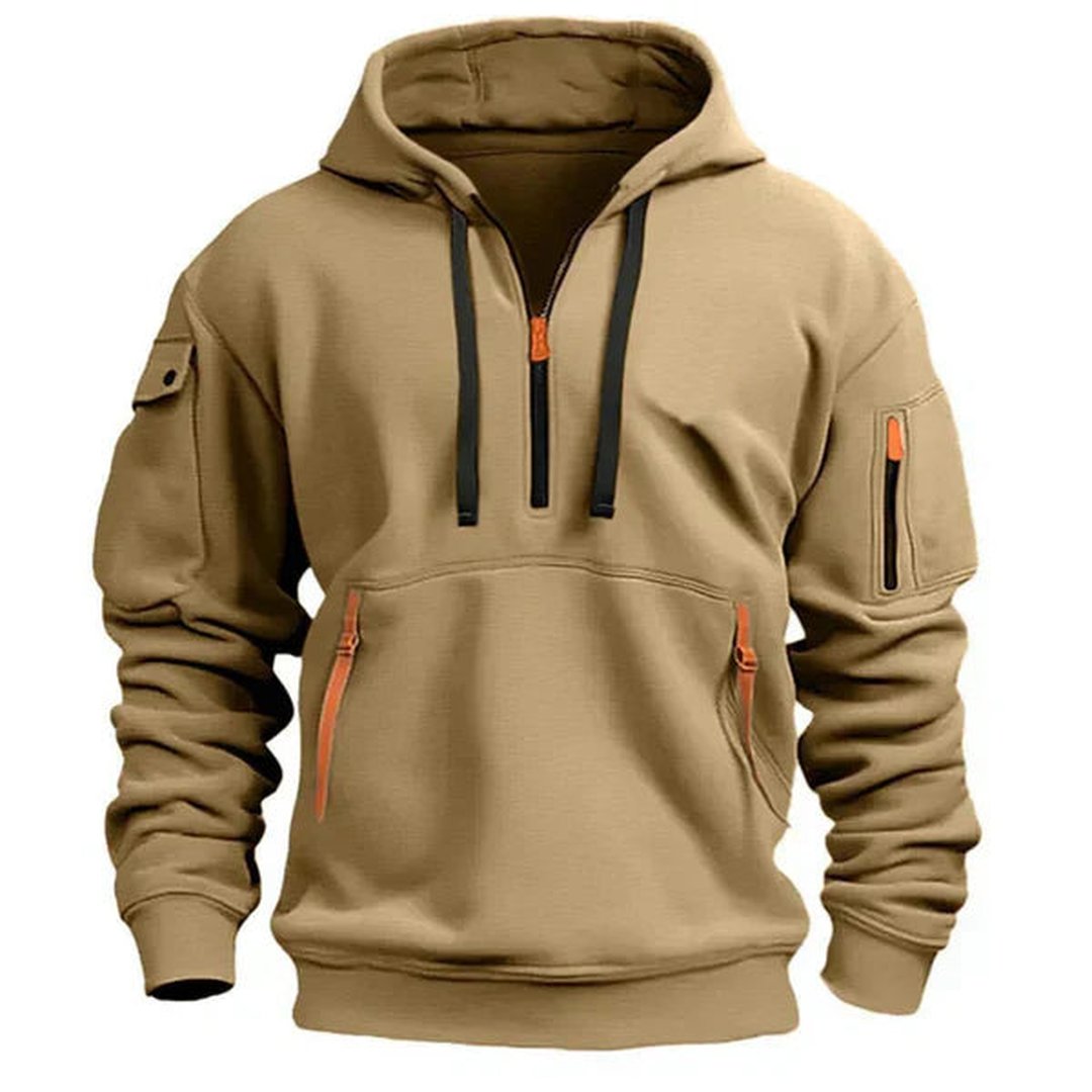 Men's Breathable Cotton Quarter Zip Hoodie Tailored Fit