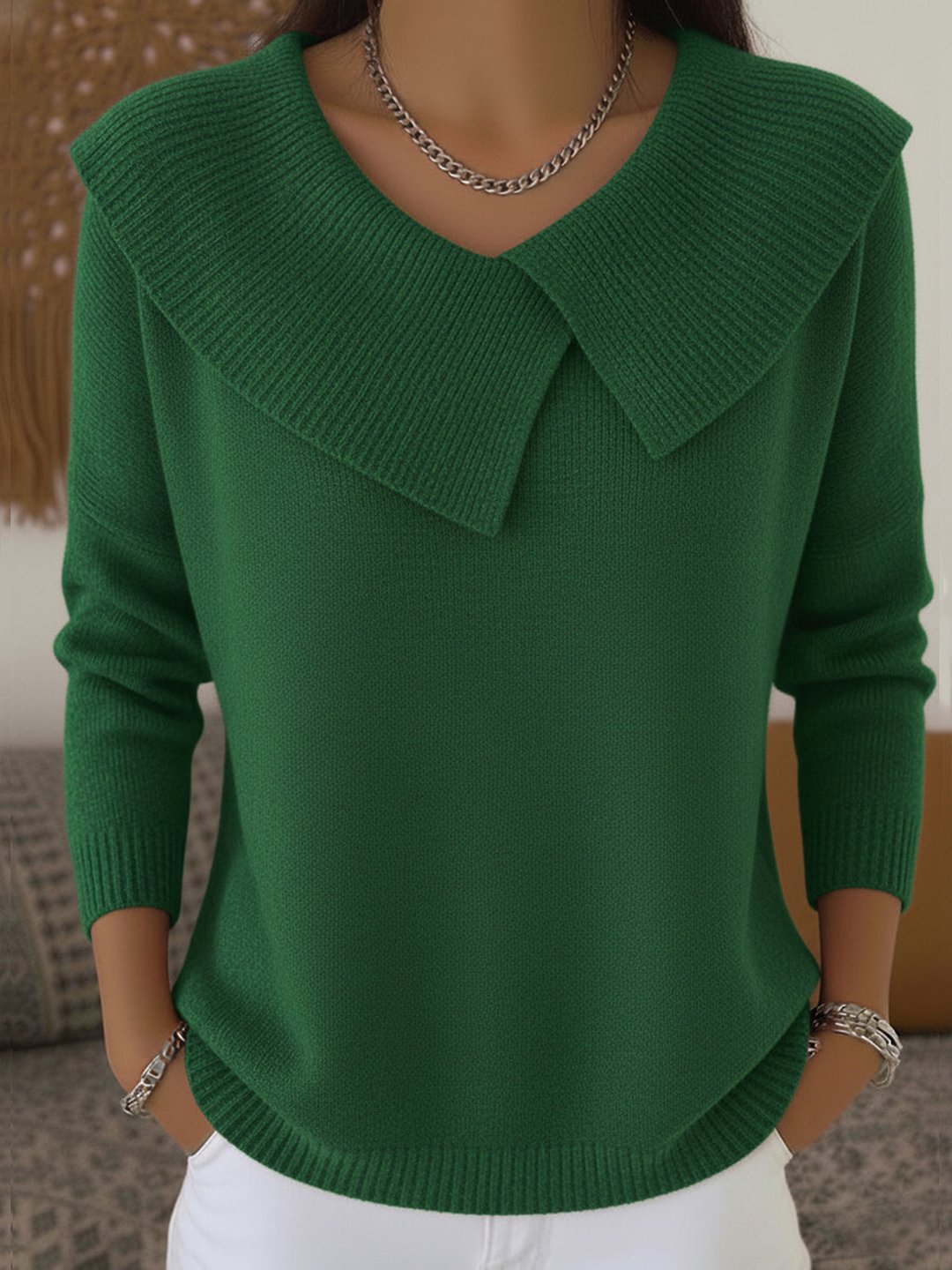 Women's Warm Knit Soft Collar Sweater Tailored Fit
