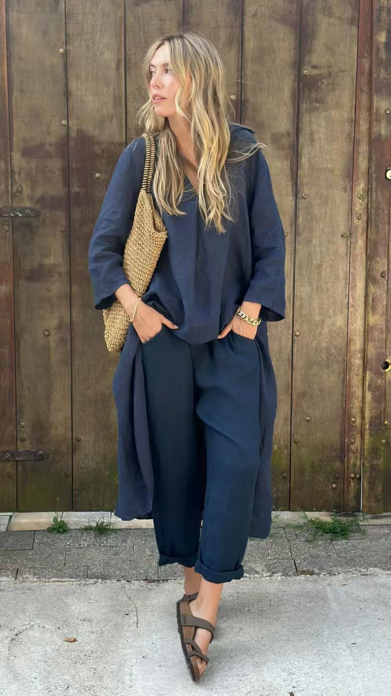 Oversized Linen Tunic and Trouser Set