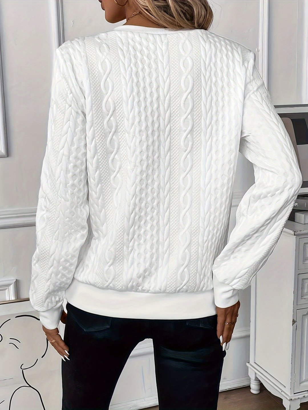 Women's Textured Knit Quarter Zip Jumper Flattering Fit