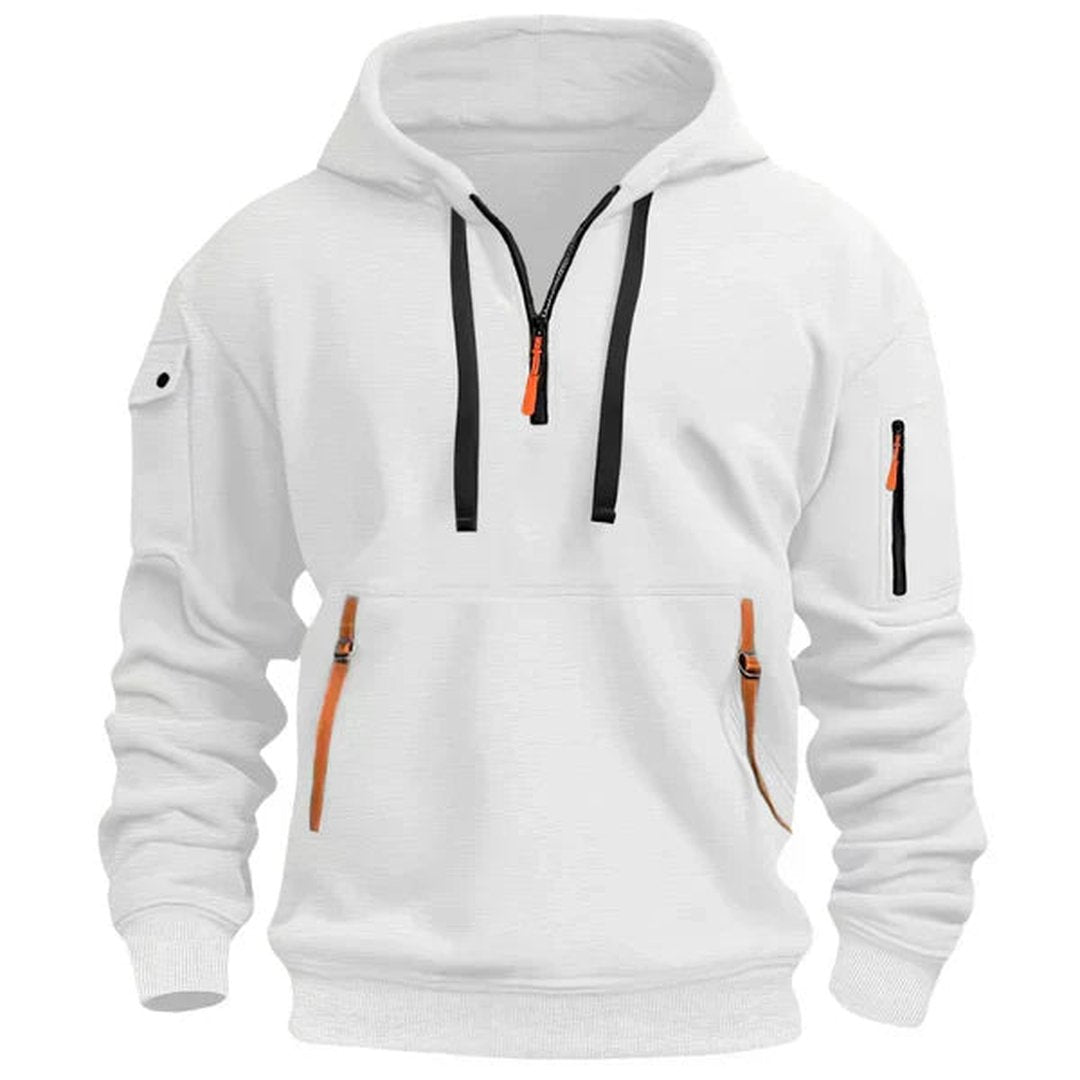 Men's Breathable Cotton Quarter Zip Hoodie Tailored Fit