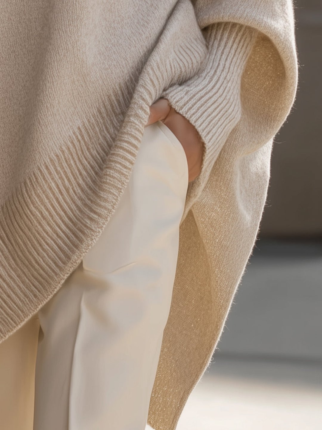 Women's Draped Wide Neck Sweater Oversized Fit