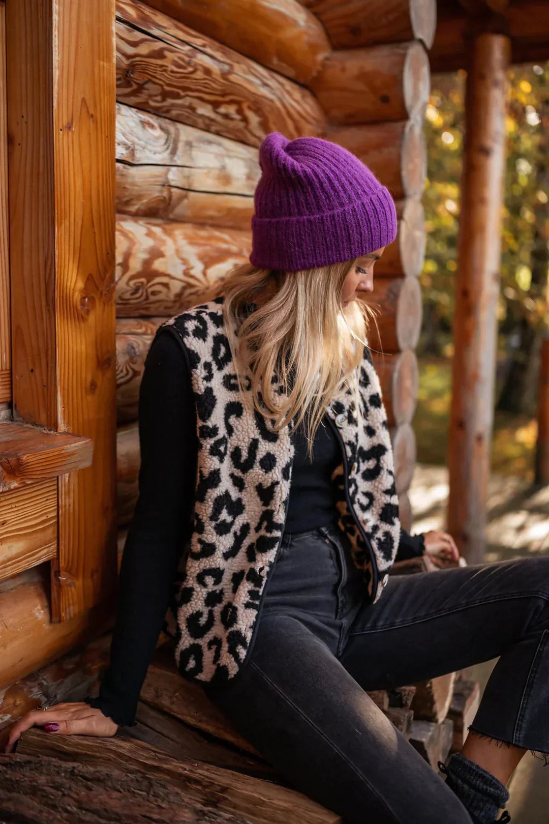 Women's Leopard Print Open Front Layering Vest