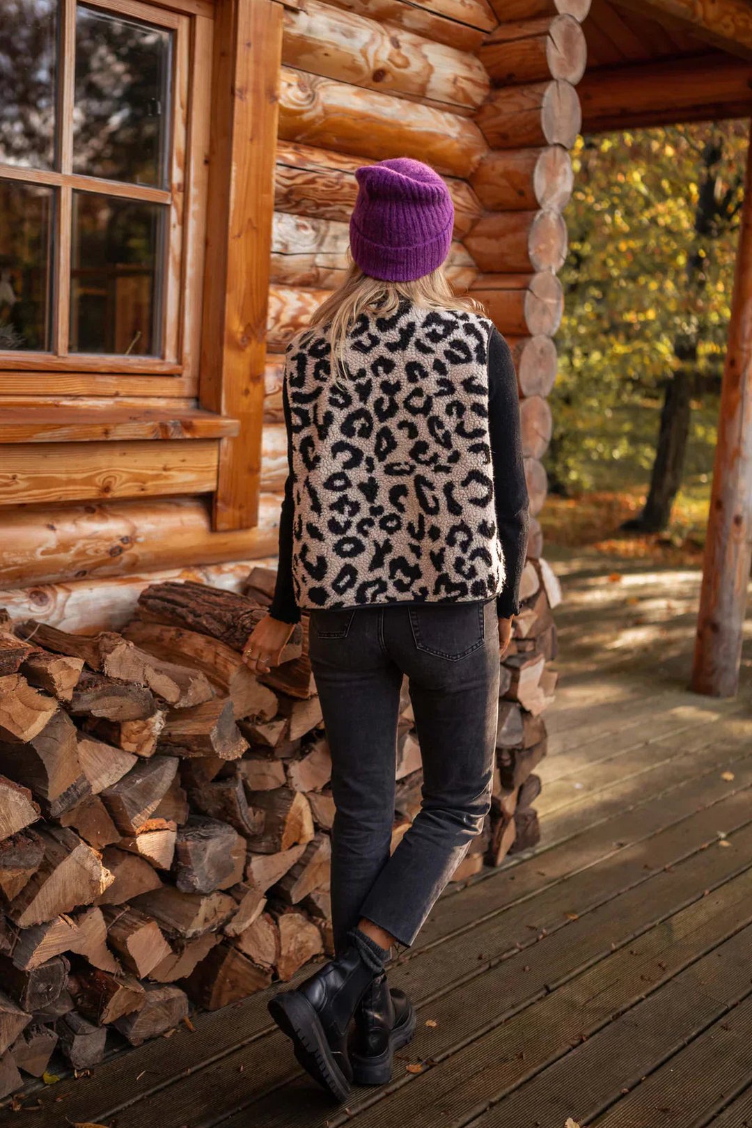 Women's Leopard Print Open Front Layering Vest