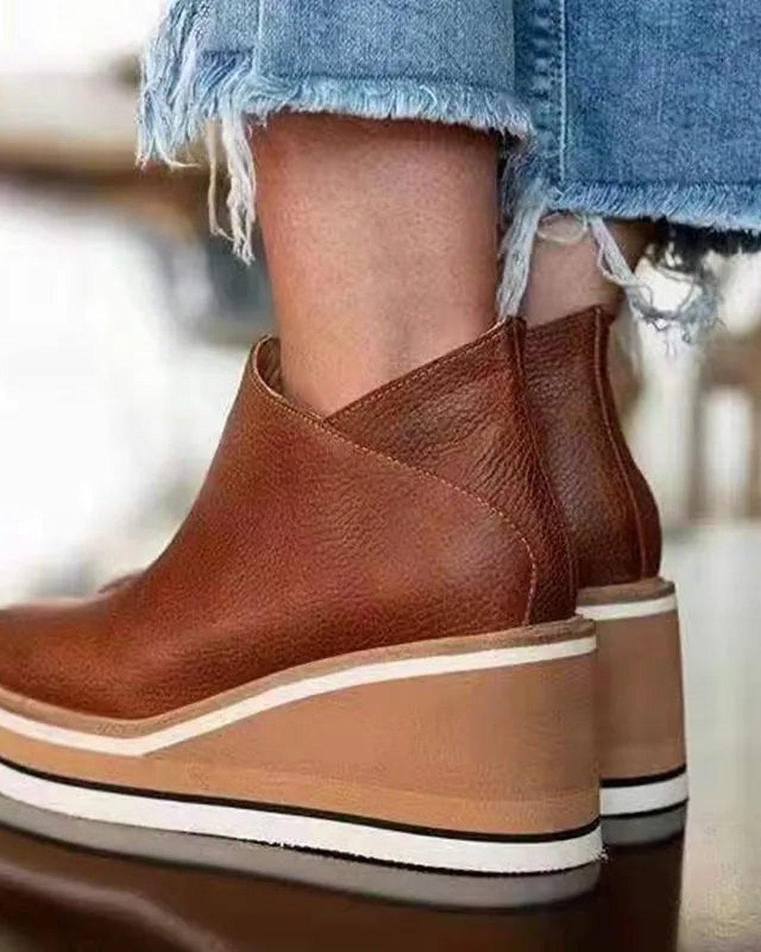 Women's Waterproof Platform Wedge Ankle Boots