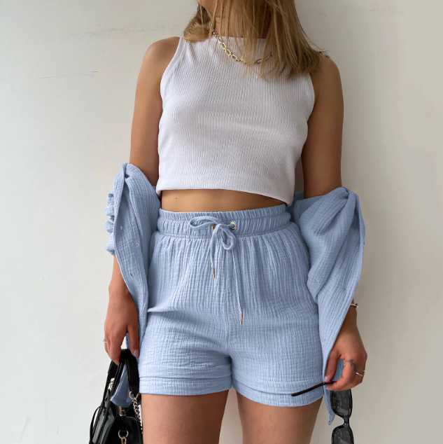Long-Sleeve Shirt and Shorts Set