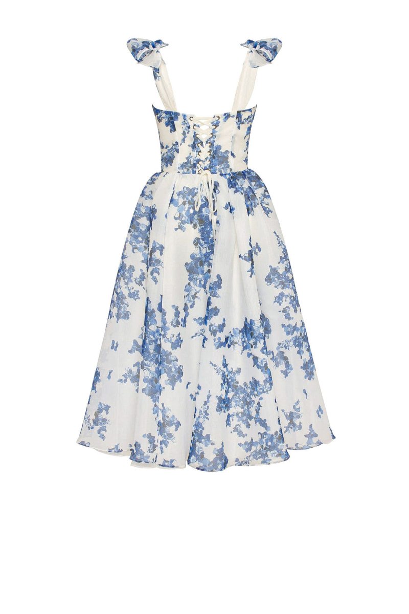 Floral Lace-Up Midi Dress