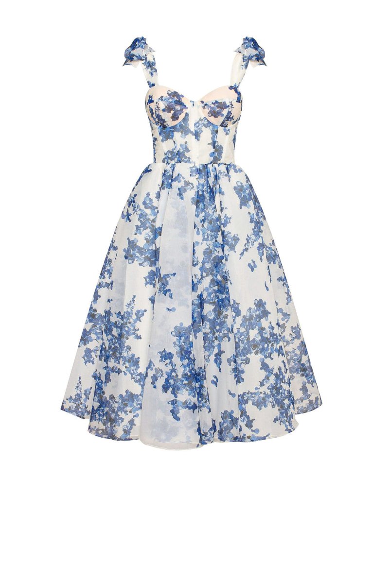 Floral Lace-Up Midi Dress