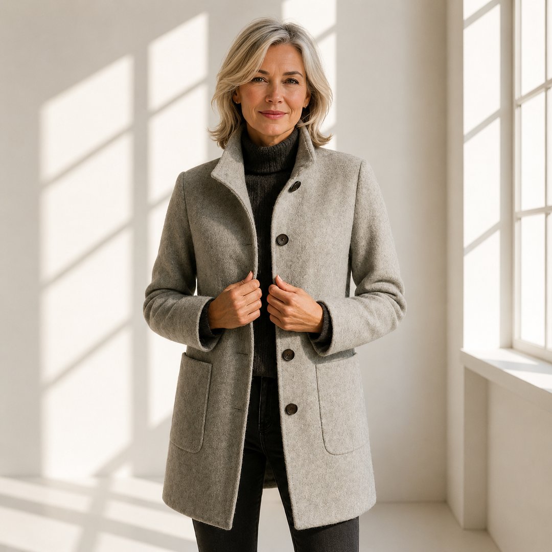 Women's Pure Wool Structured Knee Length Midi Coat