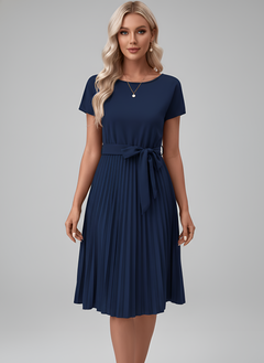 Belted Pleated Midi Dress