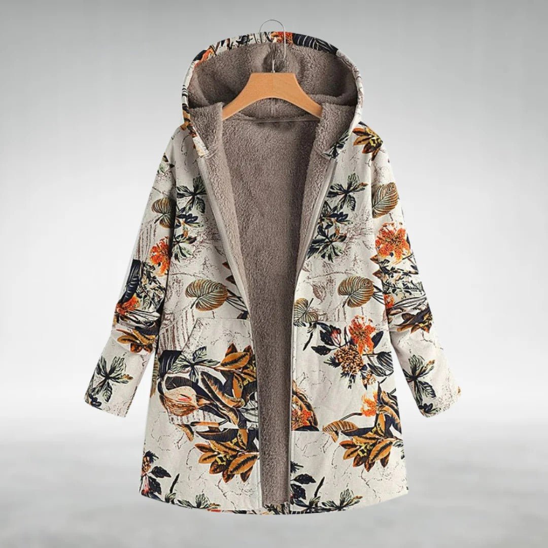 Women's Floral Print Brushed Fleece Hooded Jacket