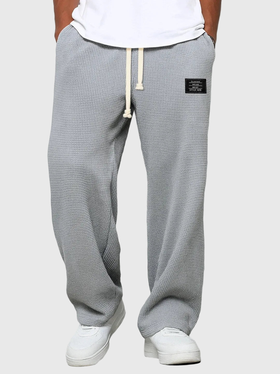 Men's Drawstring Waist Wide Leg Casual Pants Relaxed Fit