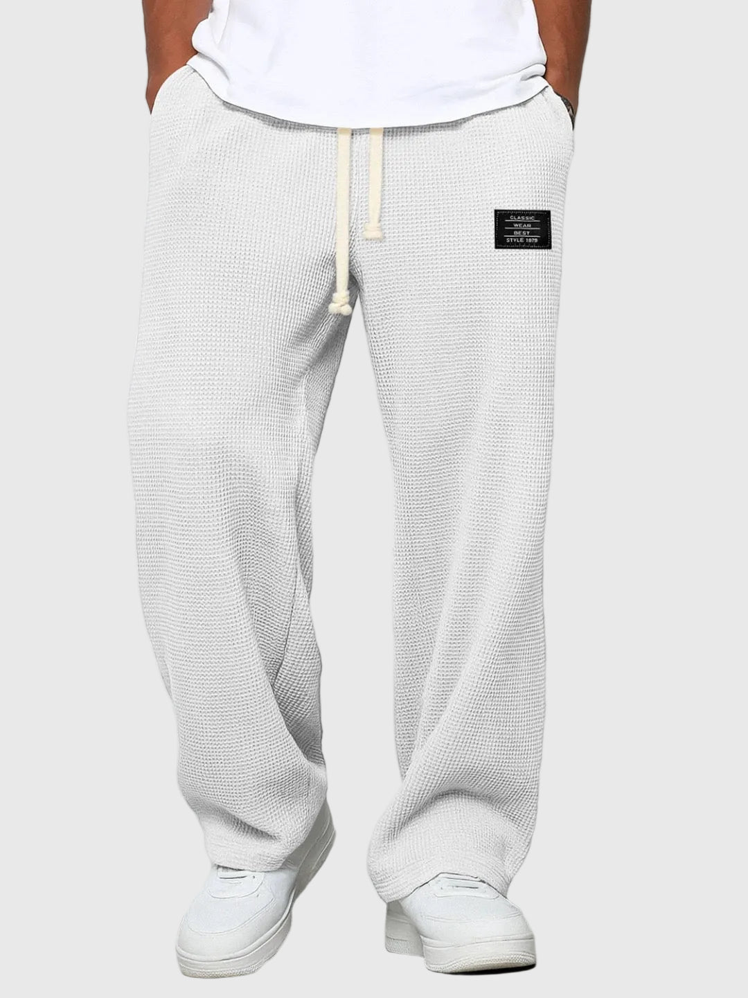 Men's Drawstring Waist Wide Leg Casual Pants Relaxed Fit