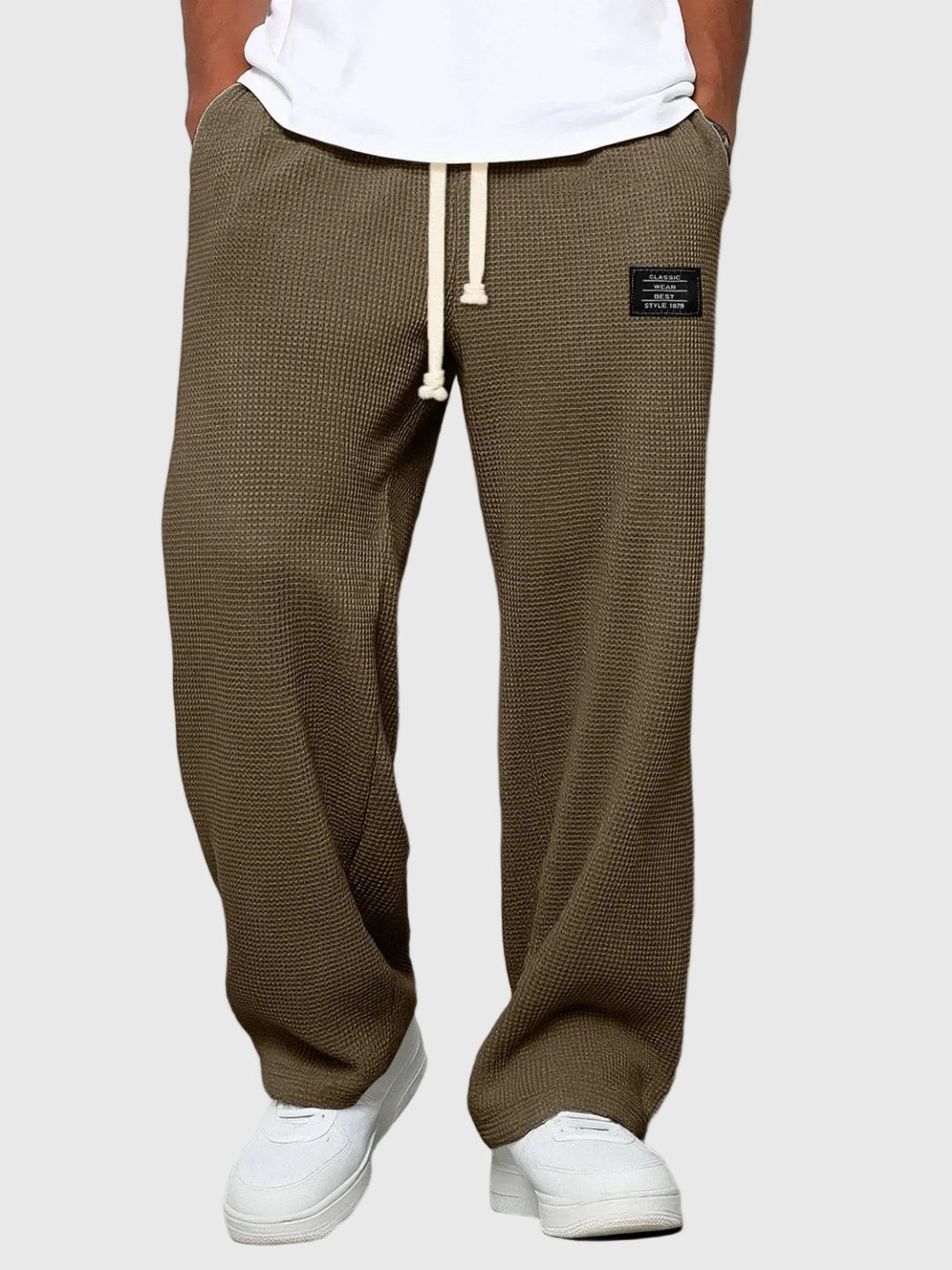 Men's Drawstring Waist Wide Leg Casual Pants Relaxed Fit