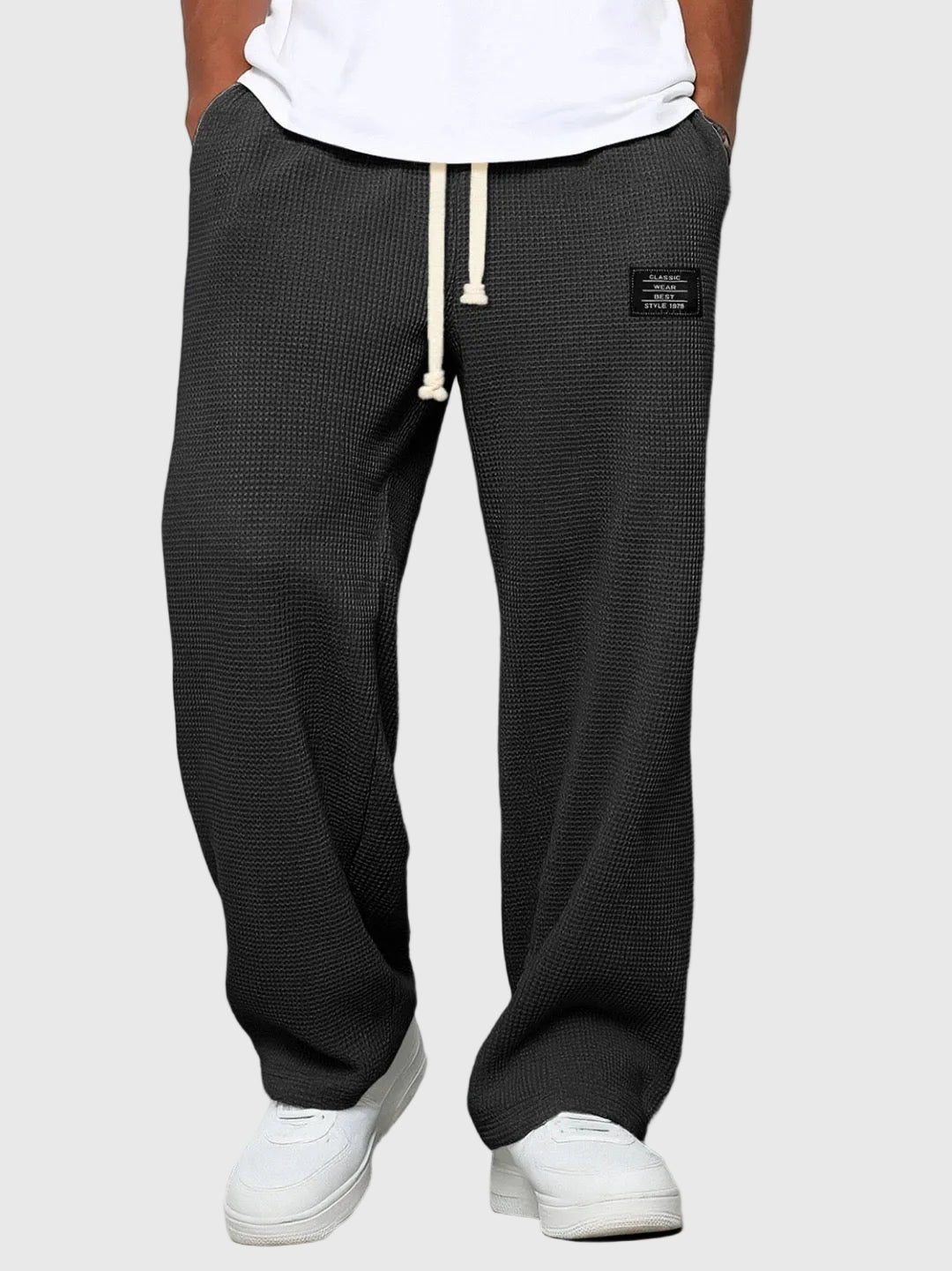 Men's Drawstring Waist Wide Leg Casual Pants Relaxed Fit