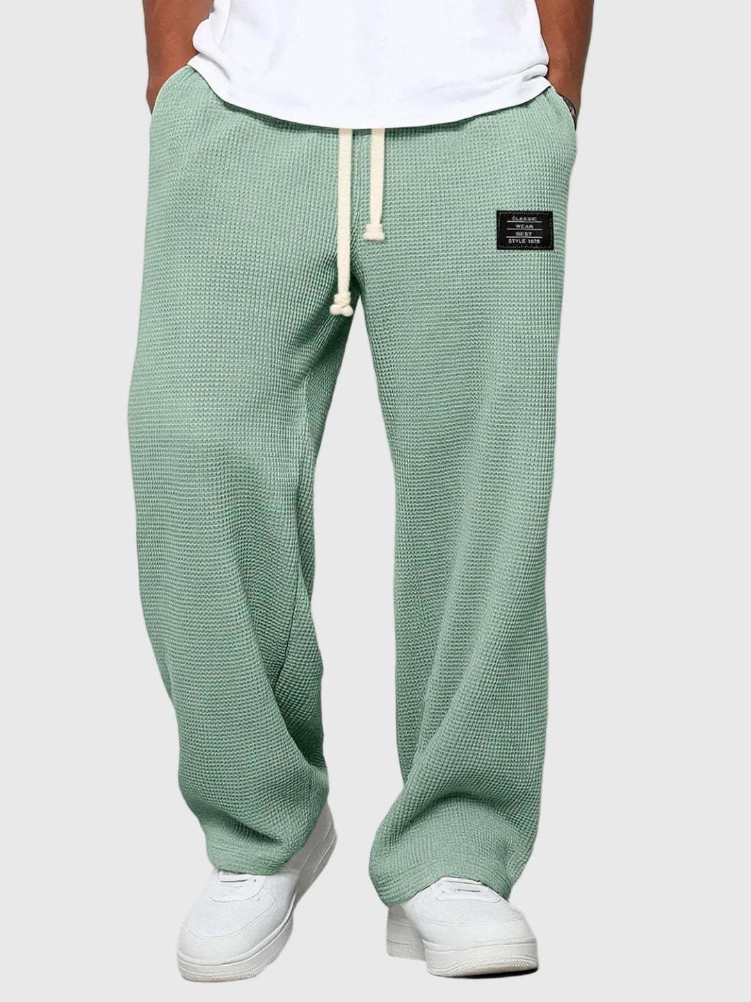 Men's Drawstring Waist Wide Leg Casual Pants Relaxed Fit