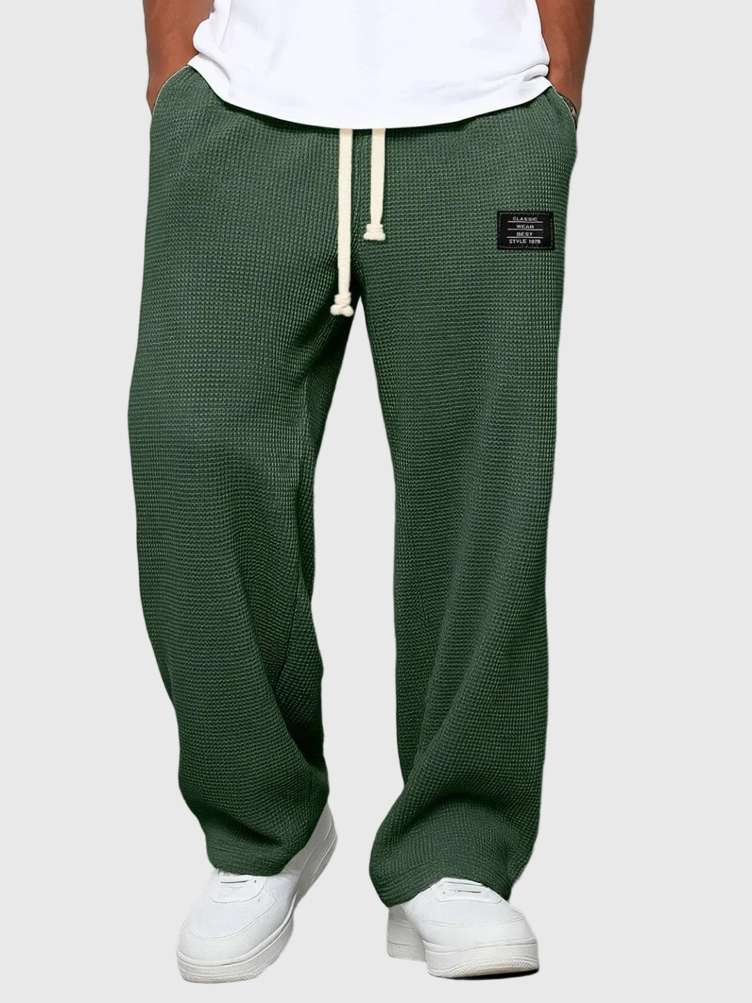 Men's Drawstring Waist Wide Leg Casual Pants Relaxed Fit