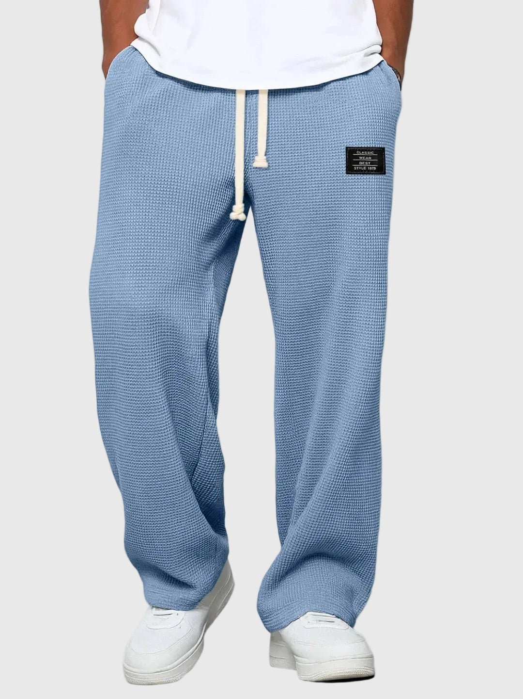 Men's Drawstring Waist Wide Leg Casual Pants Relaxed Fit