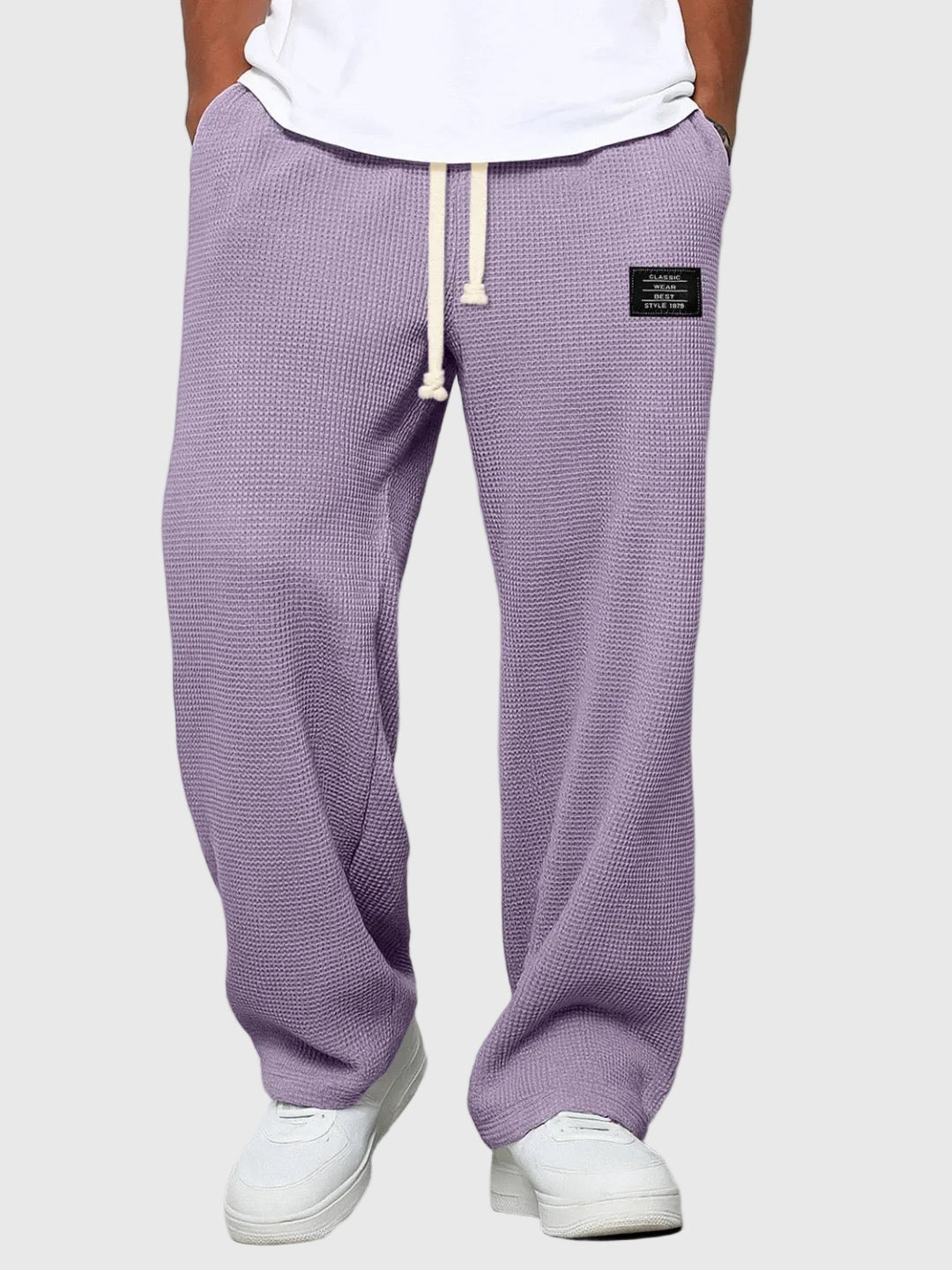 Men's Drawstring Waist Wide Leg Casual Pants Relaxed Fit