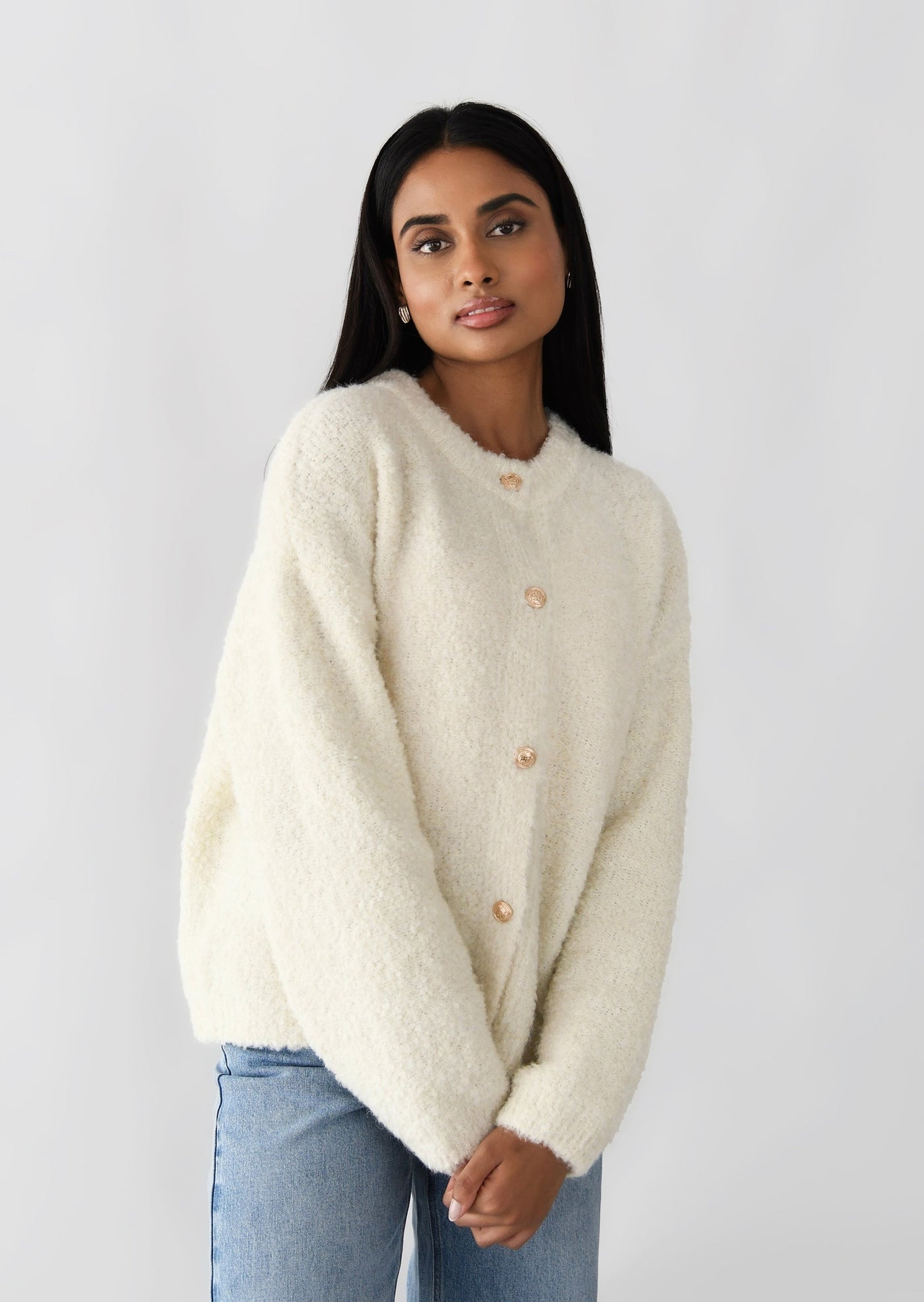 Oversized Bouclé Wool Cardigan