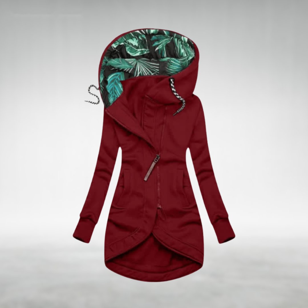 Women's Soft Fleece Hooded Longline Zip Jacket Modern Fit