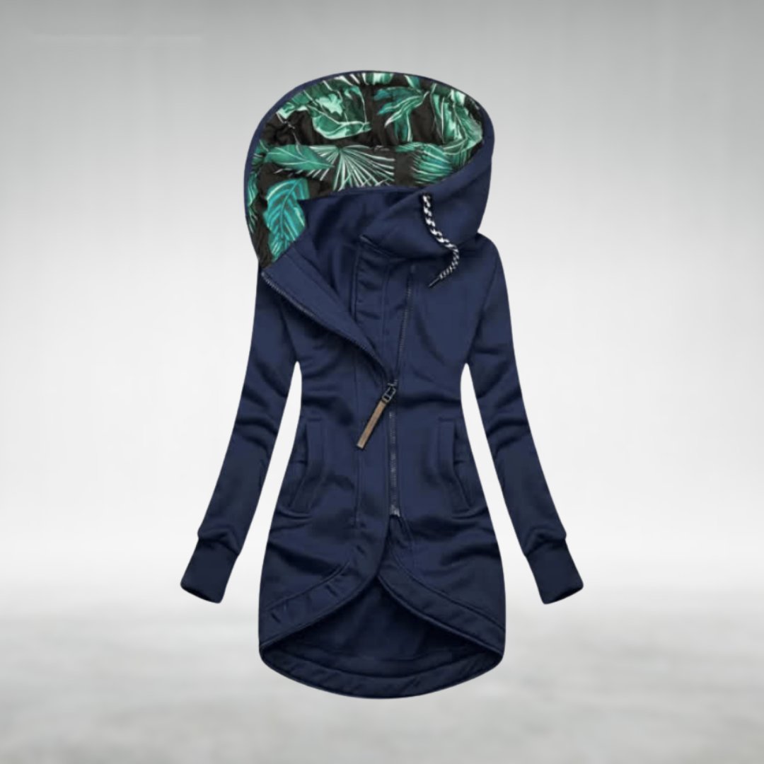 Women's Soft Fleece Hooded Longline Zip Jacket Modern Fit