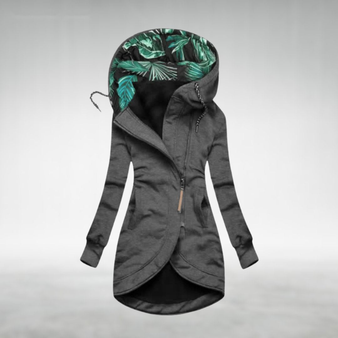 Women's Soft Fleece Hooded Longline Zip Jacket Modern Fit