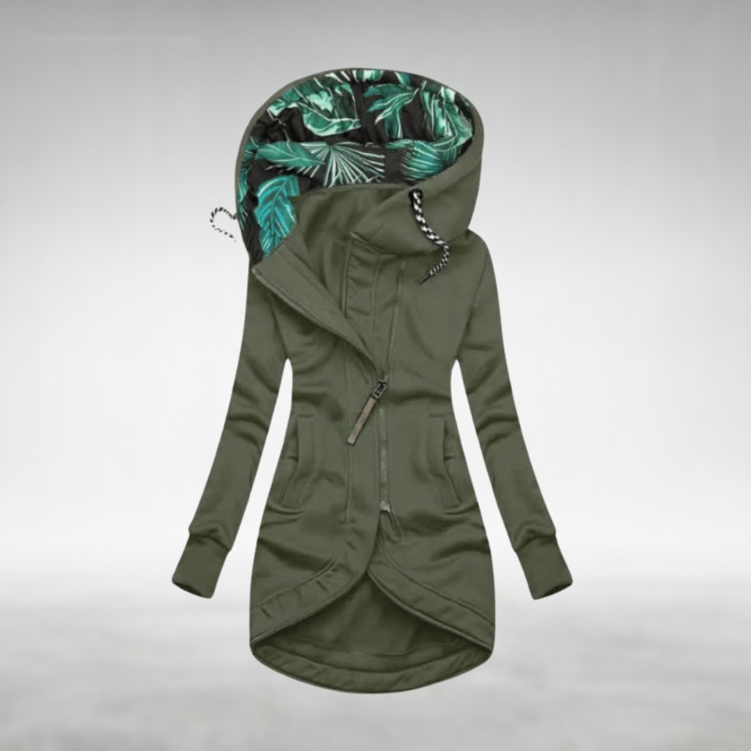 Women's Soft Fleece Hooded Longline Zip Jacket Modern Fit