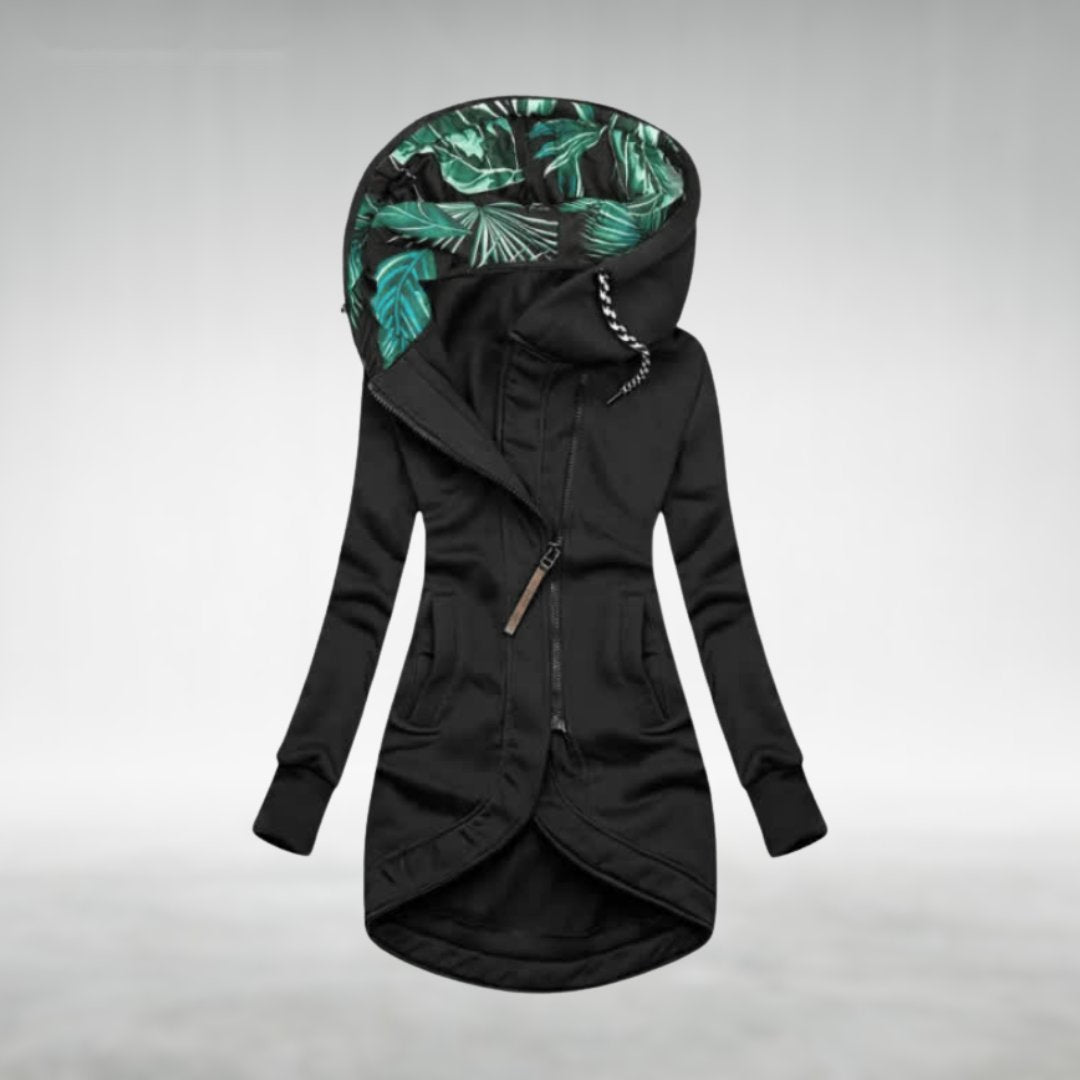 Women's Soft Fleece Hooded Longline Zip Jacket Modern Fit
