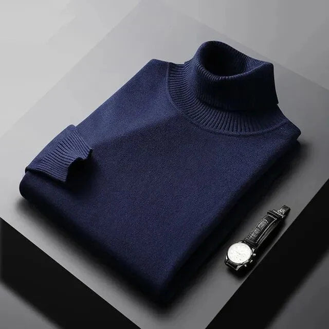 Men's 100% Cashmere Turtleneck Sweater Modern Fit