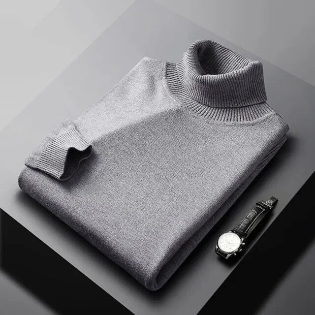 Men's 100% Cashmere Turtleneck Sweater Modern Fit