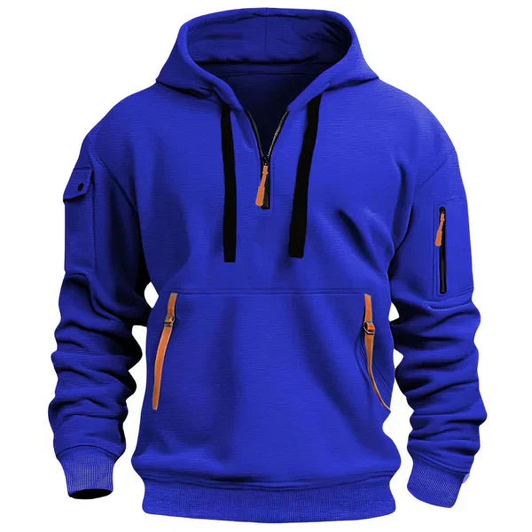 Men's Breathable Cotton Quarter Zip Hoodie Tailored Fit