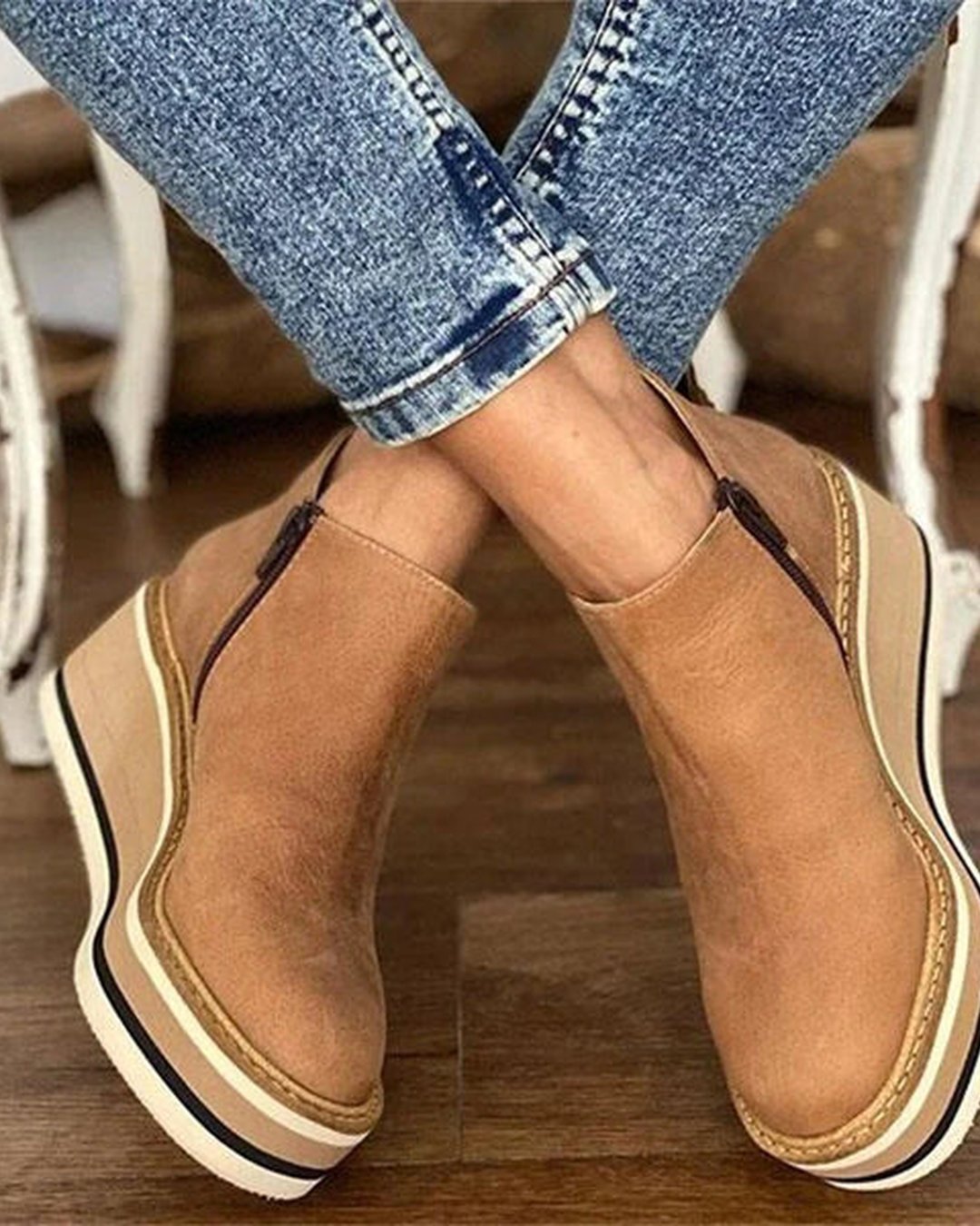 Women's Waterproof Platform Wedge Ankle Boots