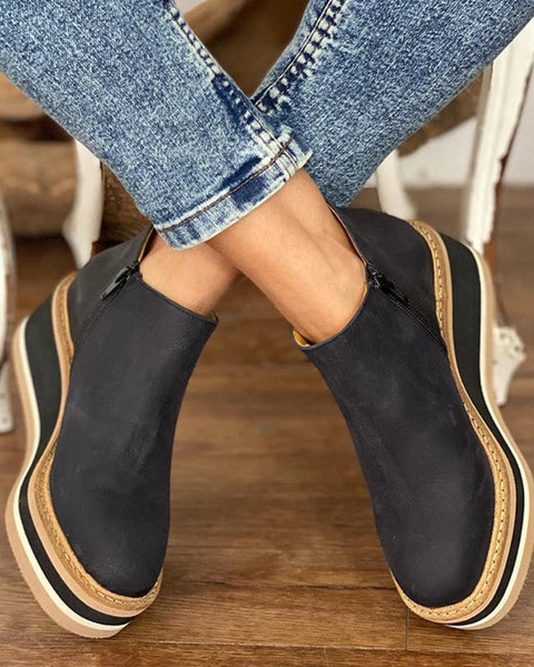 Women's Waterproof Platform Wedge Ankle Boots