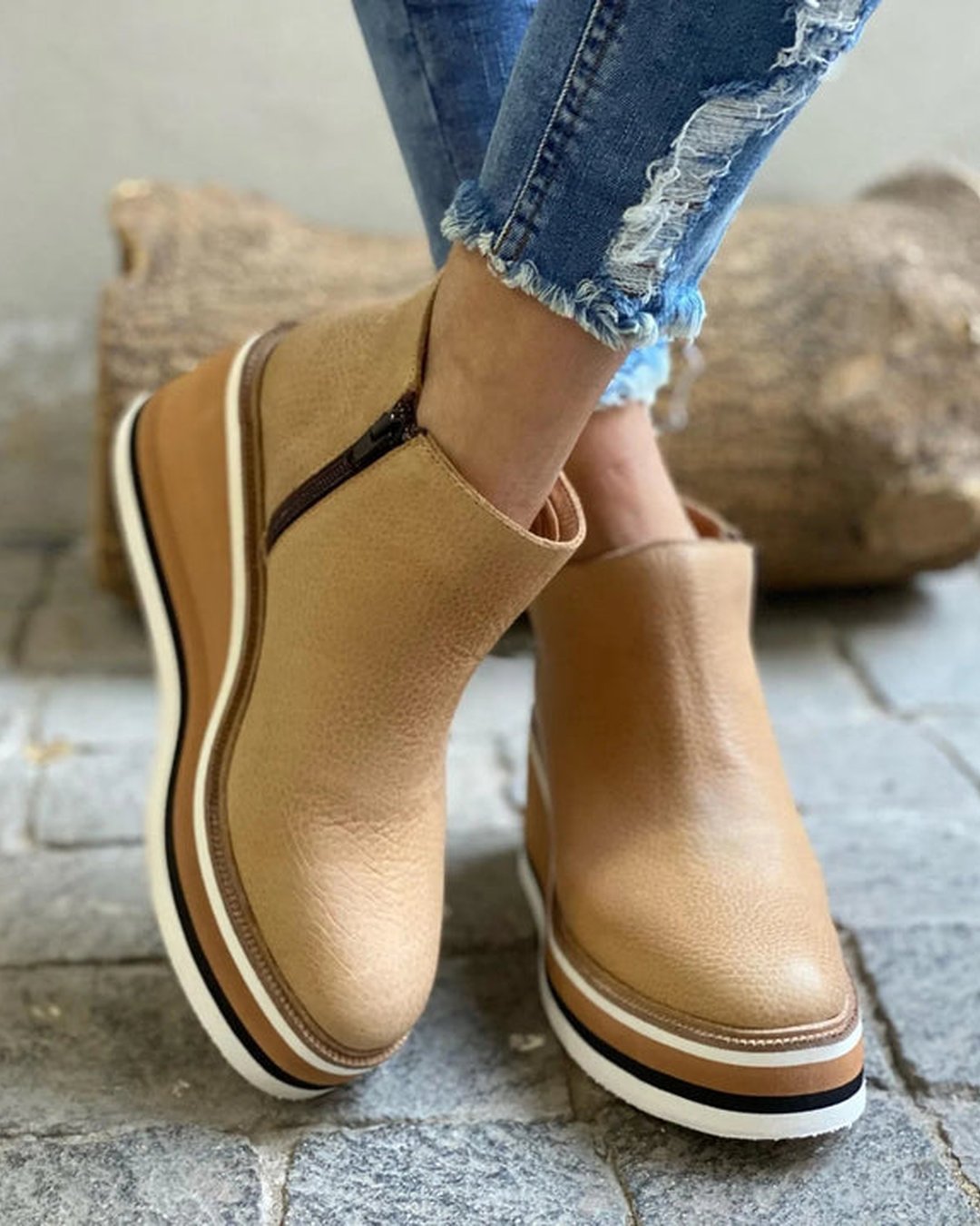 Women's Waterproof Platform Wedge Ankle Boots