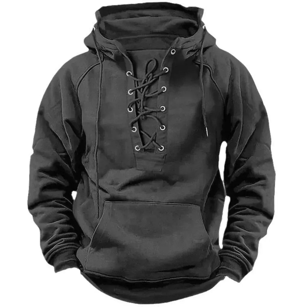 Men's Heavyweight Cotton Fleece Lace Up Hoodie Regular Fit