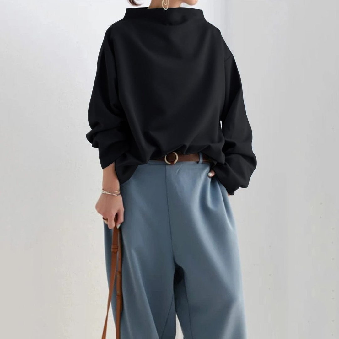 Women's Soft Knit High Neck Layering Top Flattering Fit