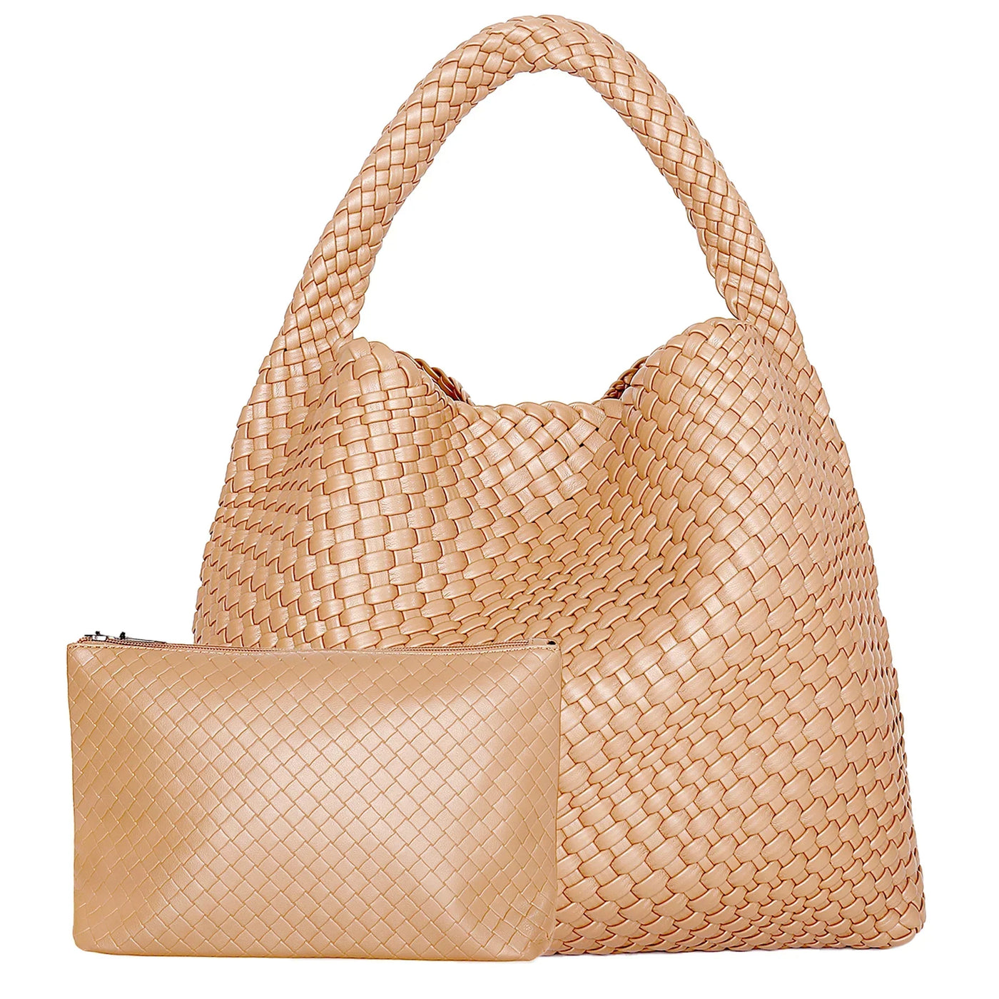 Woven Vegan Leather Tote Bag