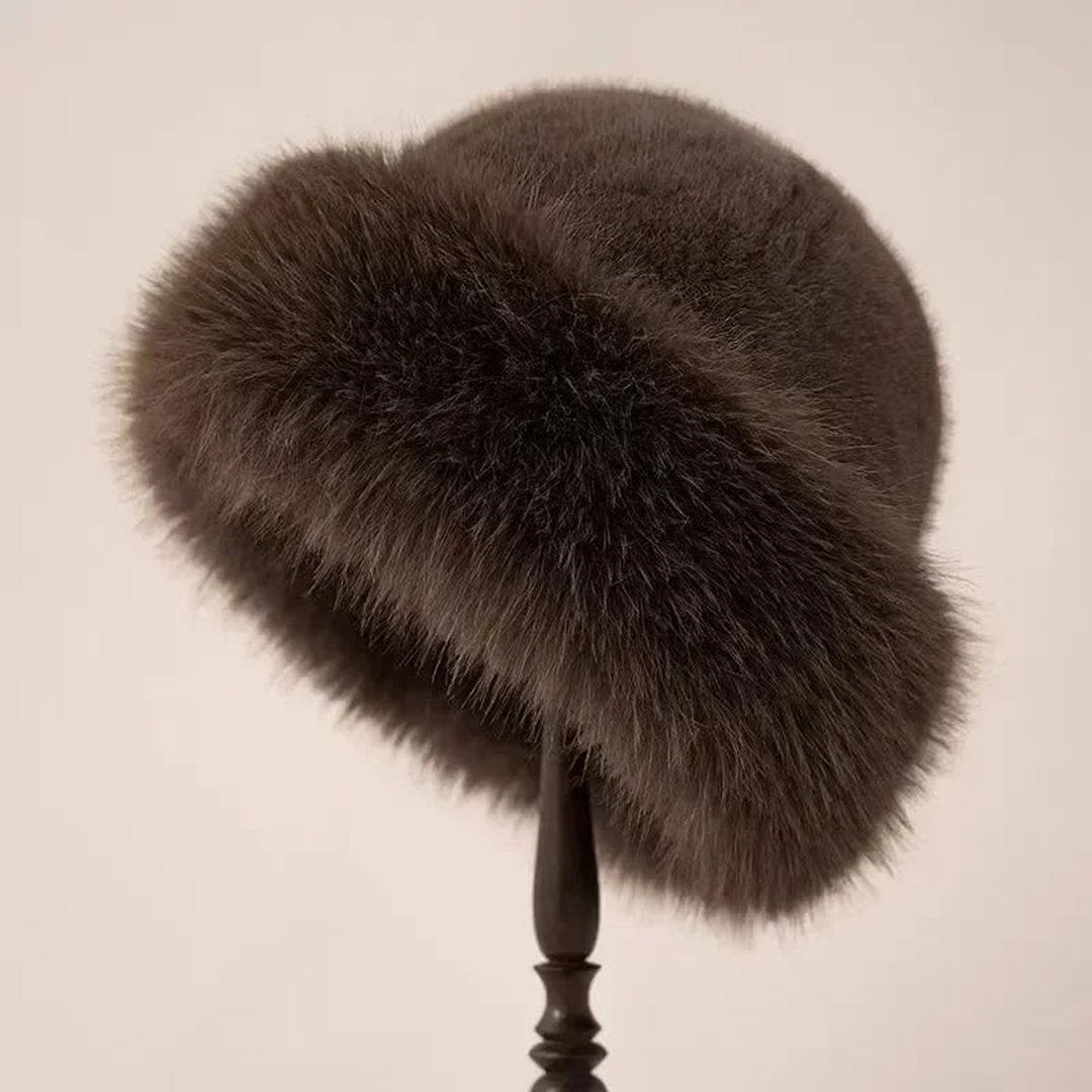 Women's Hand Finished Fluffy Fur Brim Winter Hat