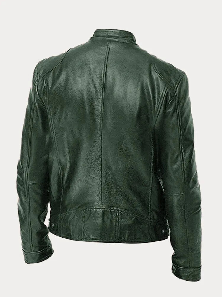Men's Classic Leather Biker Jacket Tailored Fit